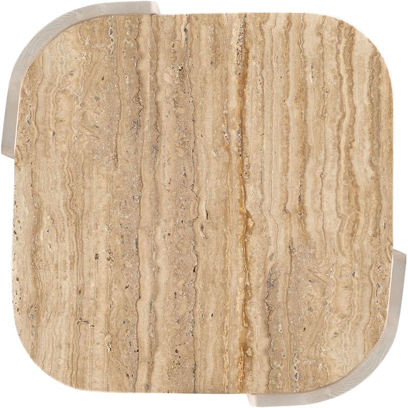 Meridian Furniture Calabria Beige Marble And Cream Oak Wood End Table