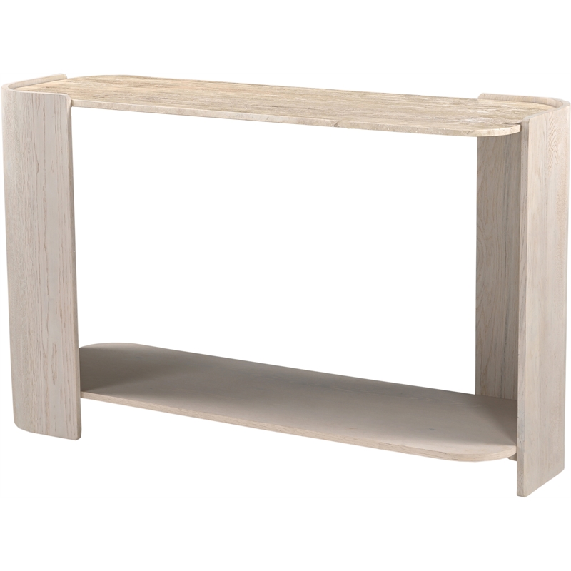 Meridian Furniture Calabria Beige Marble And Cream Oak Wood Console Table