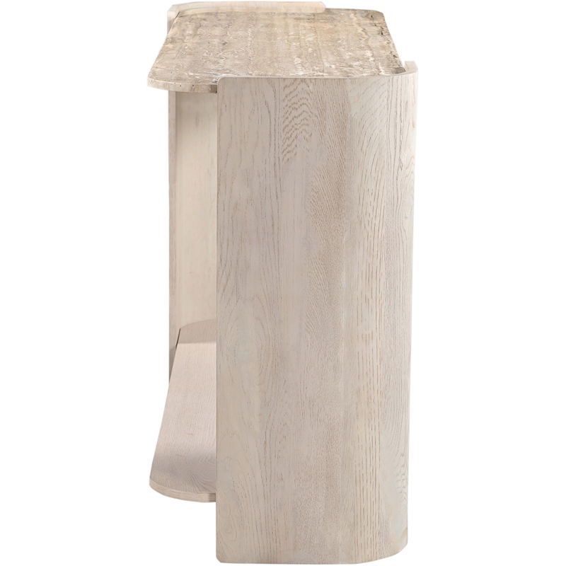 Meridian Furniture Calabria Beige Marble And Cream Oak Wood Console Table