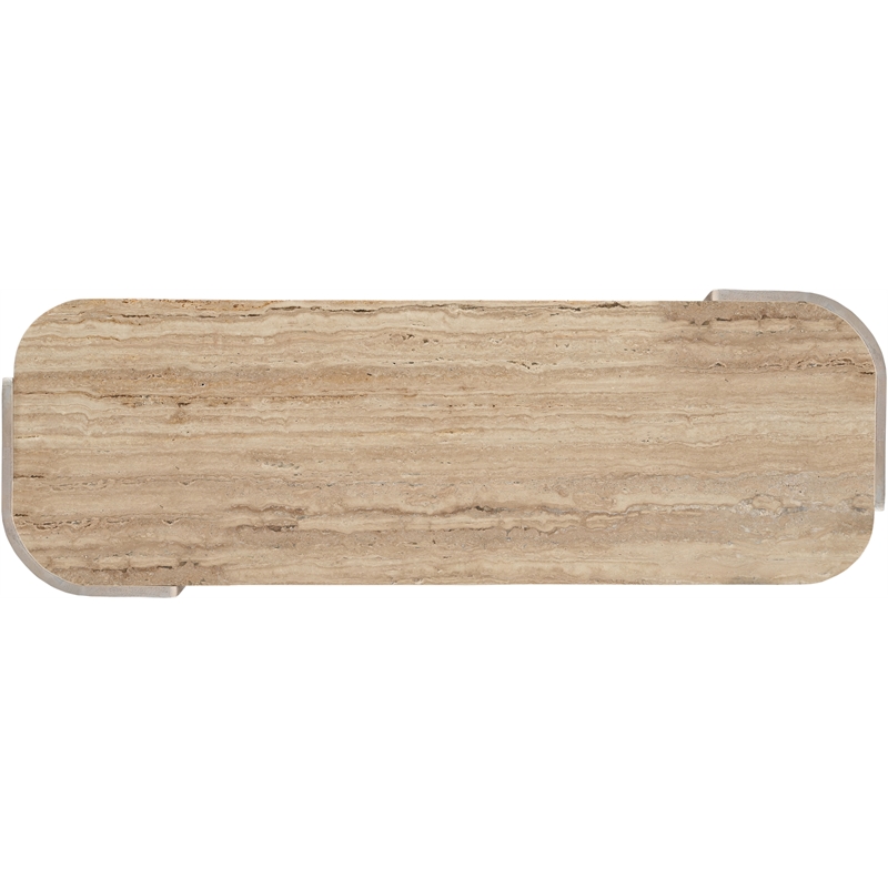 Meridian Furniture Calabria Beige Marble And Cream Oak Wood Console Table