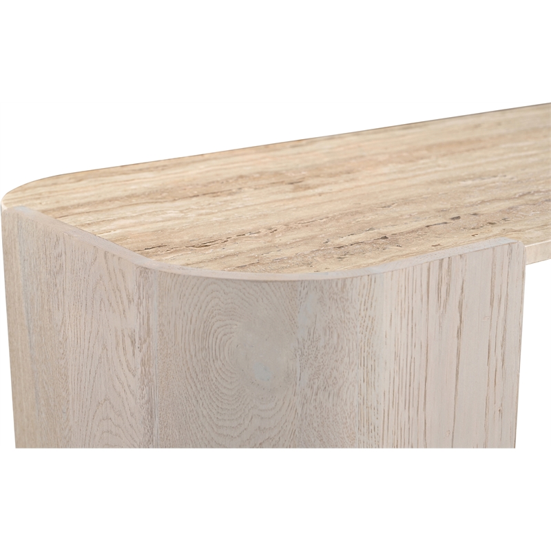 Meridian Furniture Calabria Beige Marble And Cream Oak Wood Console Table