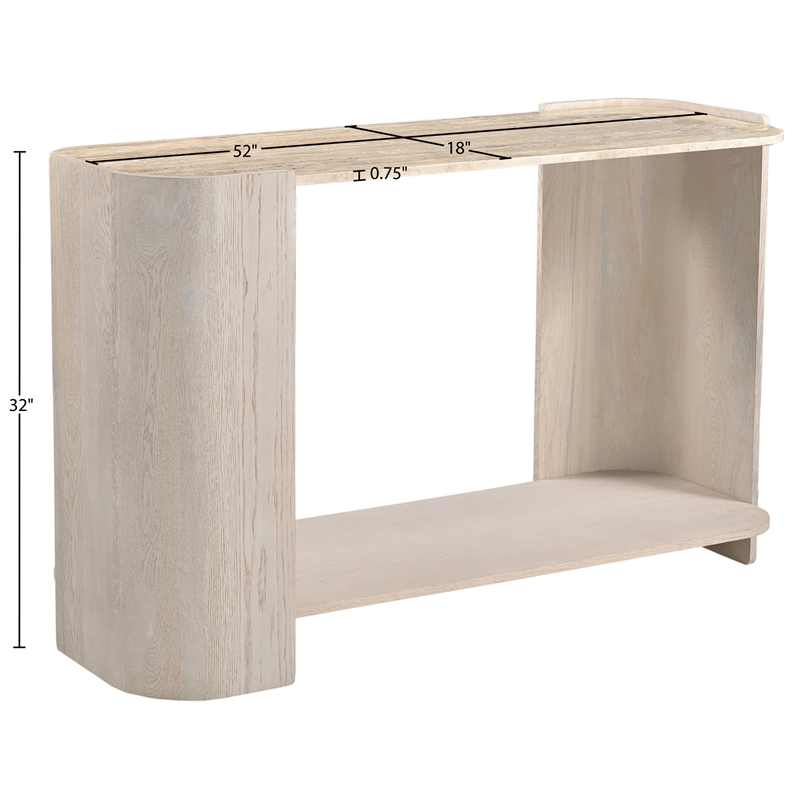 Meridian Furniture Calabria Beige Marble And Cream Oak Wood Console Table