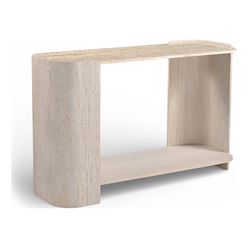 Meridian Furniture Calabria Beige Marble And Cream Oak Wood Console Table