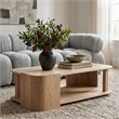 Meridian Furniture Calabria Beige Marble And Natural Oak Wood Coffee Table