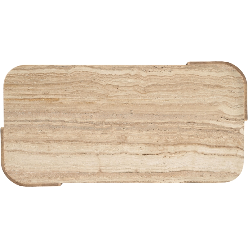 Meridian Furniture Calabria Beige Marble And Natural Oak Wood Coffee Table