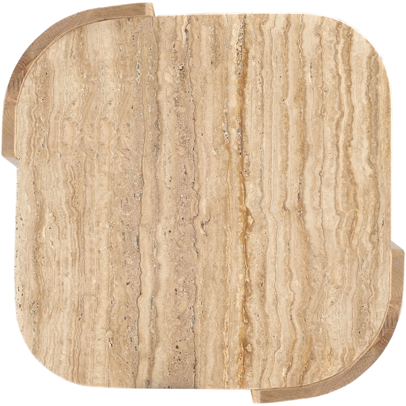 Meridian Furniture Calabria Beige Marble And Natural Oak Wood End Table