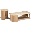 Meridian Furniture Calabria Beige Marble And Natural Oak Wood End Table