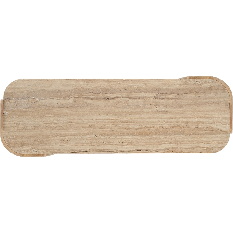 Meridian Furniture Calabria Beige Marble And Natural Oak Wood Console Table