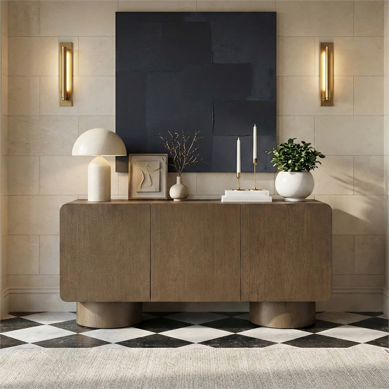 Meridian Furniture Adagio Brown Solid Wood And Oak Veneer Sideboard/Buffet