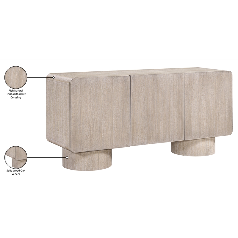 Meridian Furniture Adagio Natural Solid Wood And Oak Veneer Sideboard/Buffet
