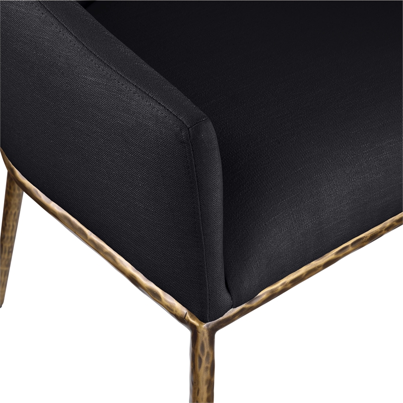 Meridian Furniture Ferro Black Linen Textured Performance Fabric Dining AC