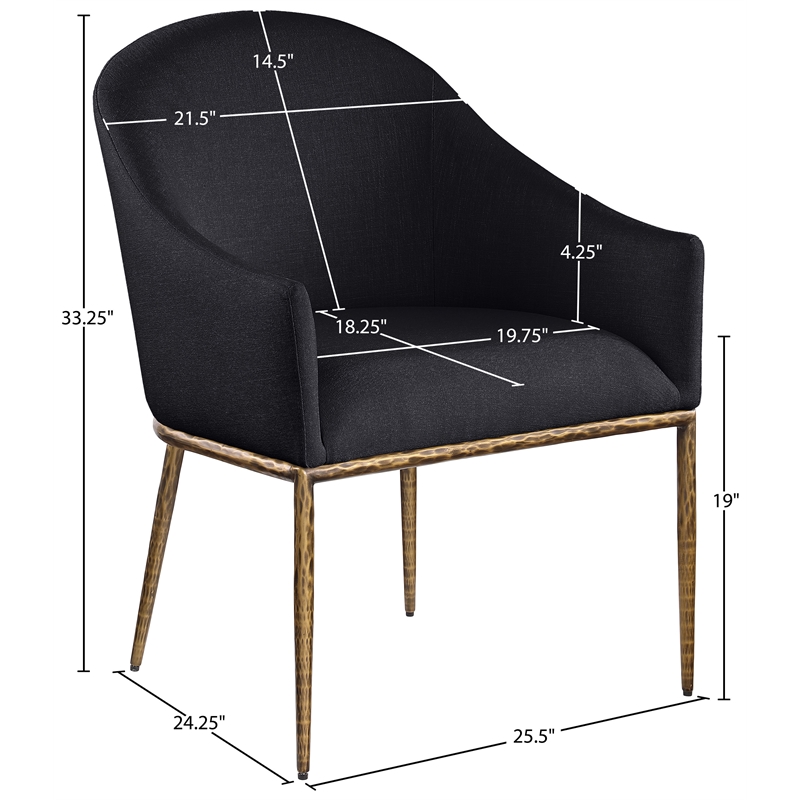Meridian Furniture Ferro Black Linen Textured Performance Fabric Dining AC