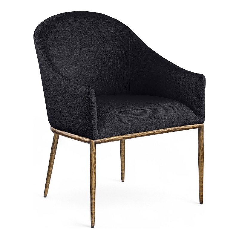 Meridian Furniture Ferro Black Linen Textured Performance Fabric Dining AC