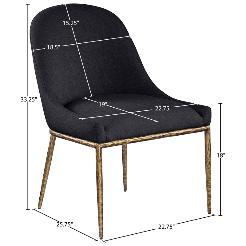 Meridian Furniture Ferro Black Linen Textured Performance Fabric Dining SC