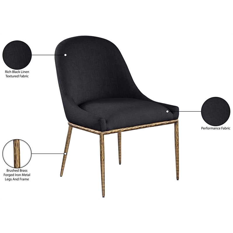 Meridian Furniture Ferro Black Linen Textured Performance Fabric Dining SC
