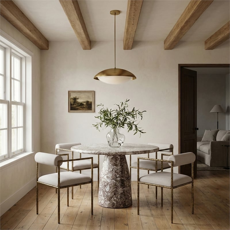 Meridian Furniture Axis Beige Linen Textured Fabric Dining Chair (Set of 2)