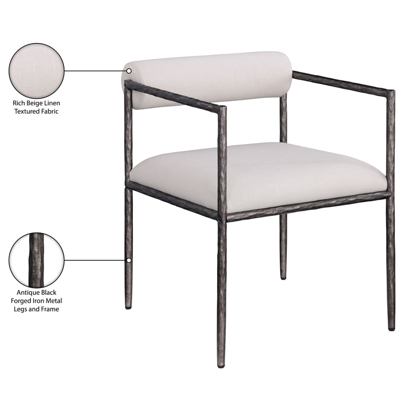 Meridian Furniture Axis Beige Linen Textured Fabric Dining Chair (Set of 2)