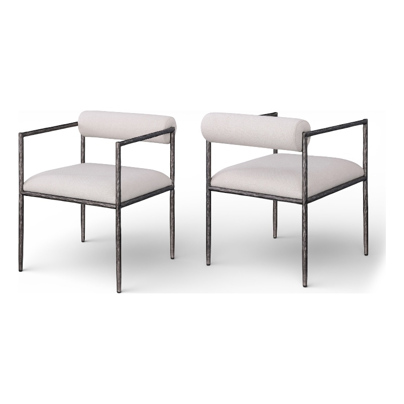 Meridian Furniture Axis Beige Linen Textured Fabric Dining Chair (Set of 2)