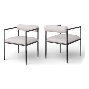 Meridian Furniture Axis Beige Linen Textured Fabric Dining Chair (Set of 2)