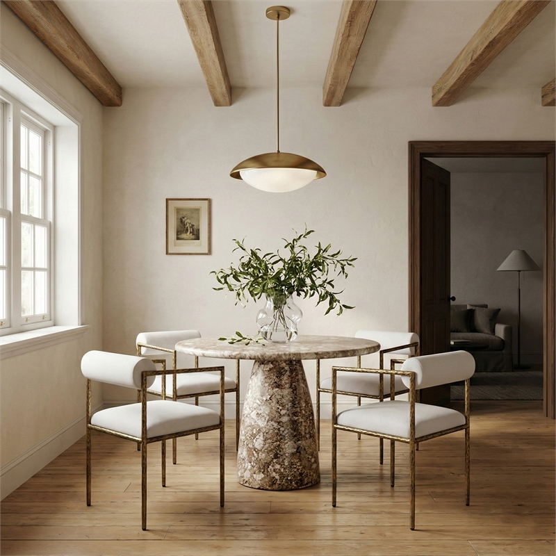 Meridian Furniture Axis Cream Linen Textured Fabric Dining Chair (Set of 2)
