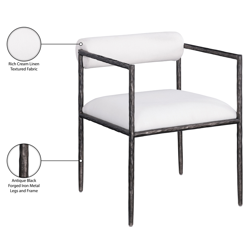 Meridian Furniture Axis Cream Linen Textured Fabric Dining Chair (Set of 2)