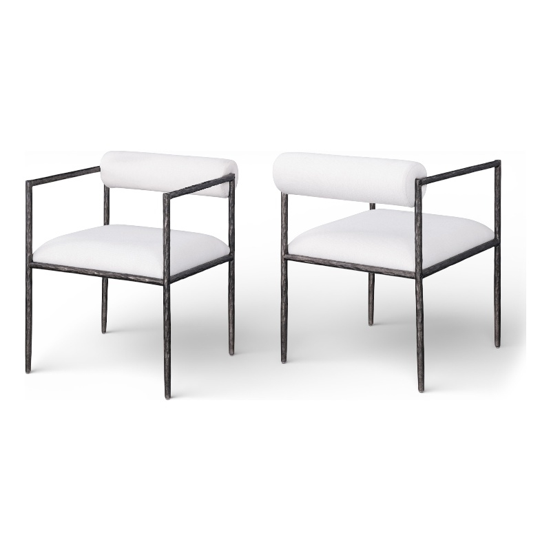 Meridian Furniture Axis Cream Linen Textured Fabric Dining Chair (Set of 2)