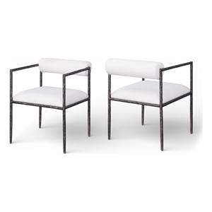 Meridian Furniture Axis Cream Linen Textured Fabric Dining Chair (Set of 2)
