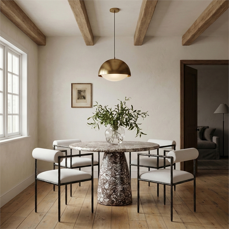 Meridian Furniture Axis Beige Linen Textured Fabric Dining Chair (Set of 2)