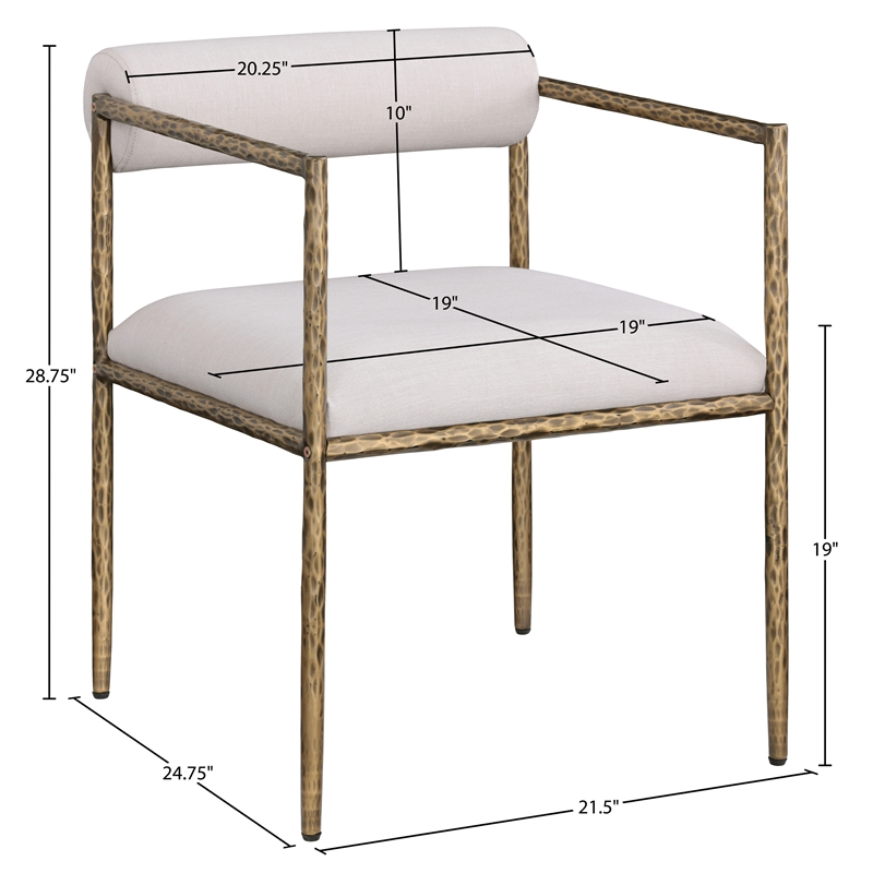 Meridian Furniture Axis Beige Linen Textured Fabric Dining Chair (Set of 2)