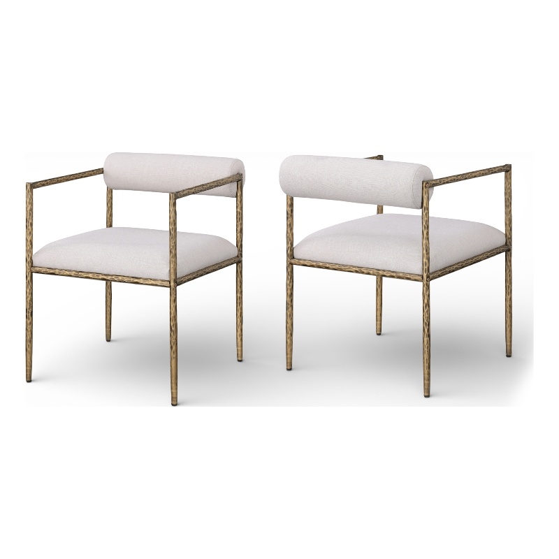 Meridian Furniture Axis Beige Linen Textured Fabric Dining Chair (Set of 2)