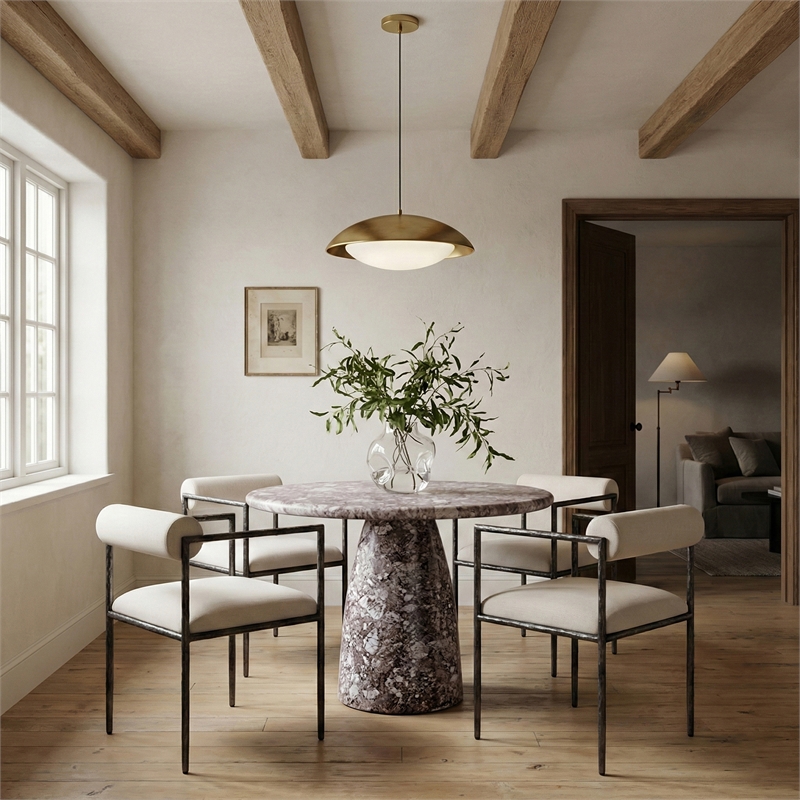 Meridian Furniture Axis Cream Linen Textured Fabric Dining Chair (Set of 2)