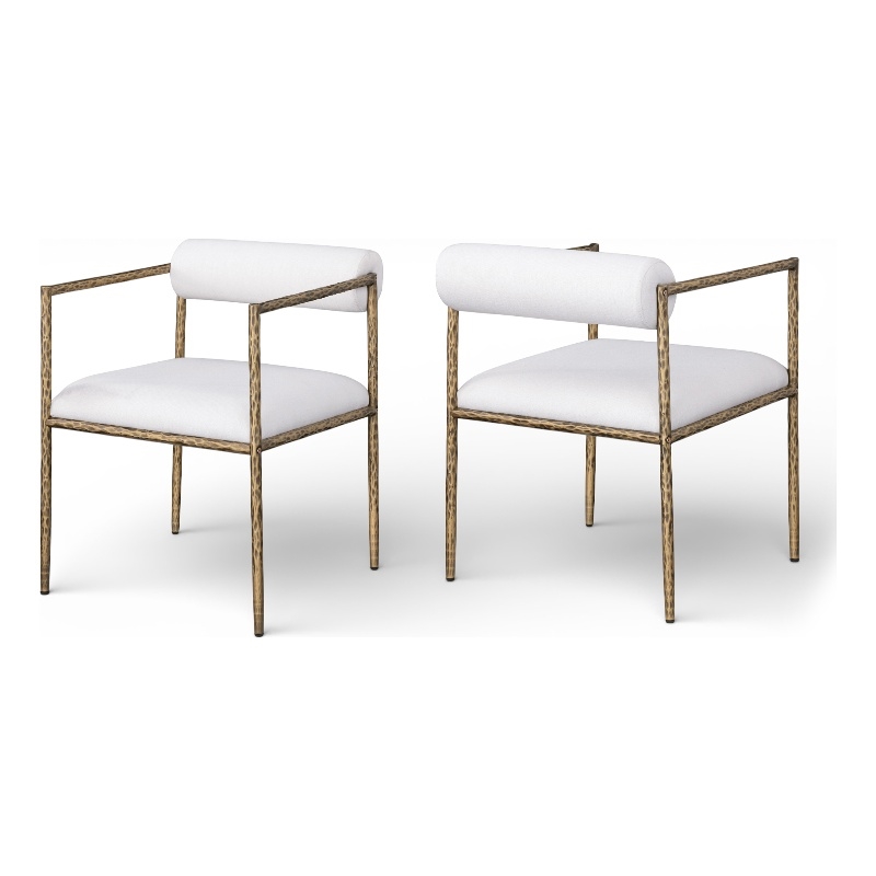 Meridian Furniture Axis Cream Linen Textured Fabric Dining Chair (Set of 2)