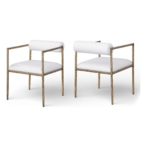 Meridian Furniture Axis Cream Linen Textured Fabric Dining Chair (Set of 2)