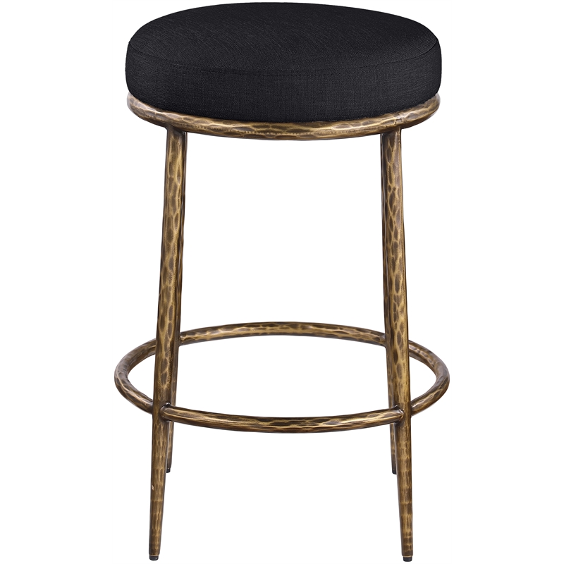 Meridian Furniture Ferro Black Linen Textured Performance Fabric Counter Stool