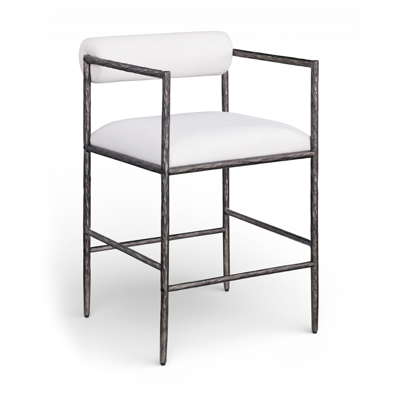 Meridian Furniture Axis Cream Linen Textured Fabric Counter Stool (Set of 2)