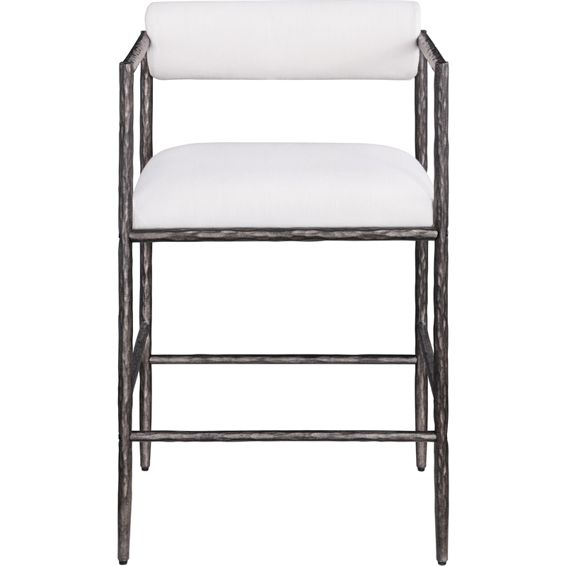 Meridian Furniture Axis Cream Linen Textured Fabric Counter Stool (Set of 2)