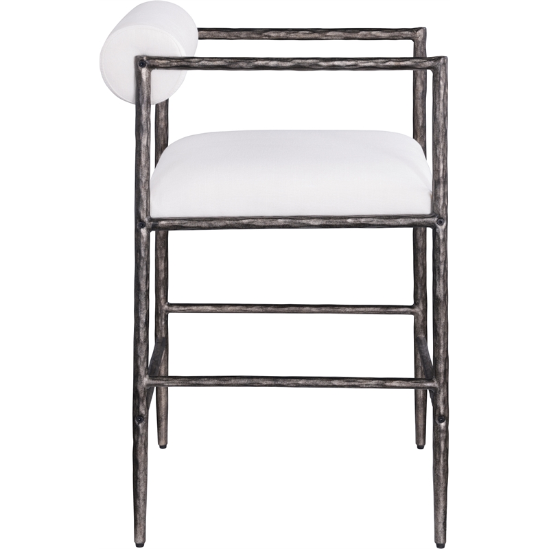 Meridian Furniture Axis Cream Linen Textured Fabric Counter Stool (Set of 2)