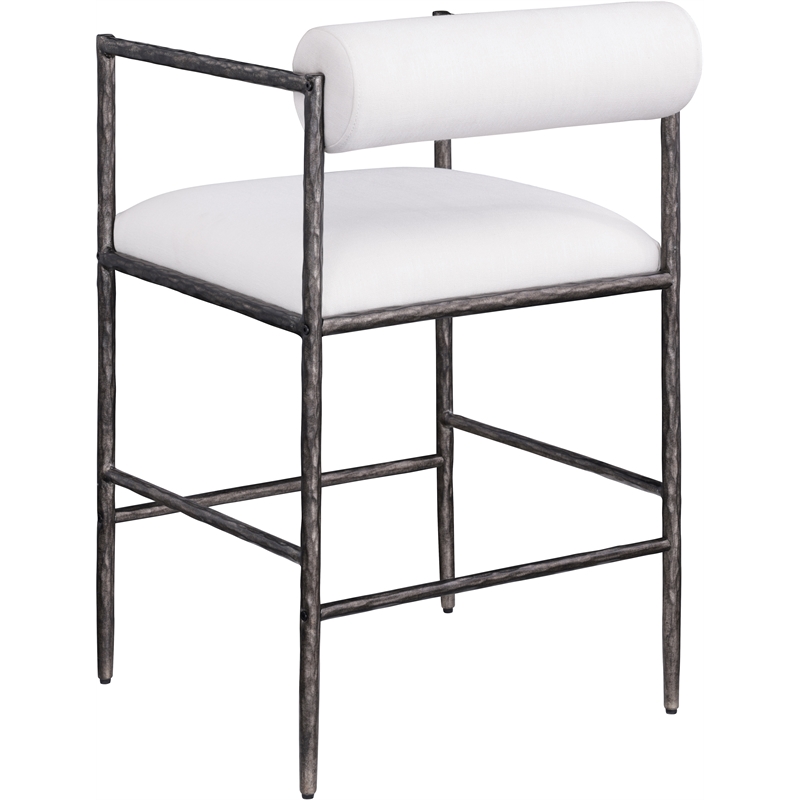 Meridian Furniture Axis Cream Linen Textured Fabric Counter Stool (Set of 2)