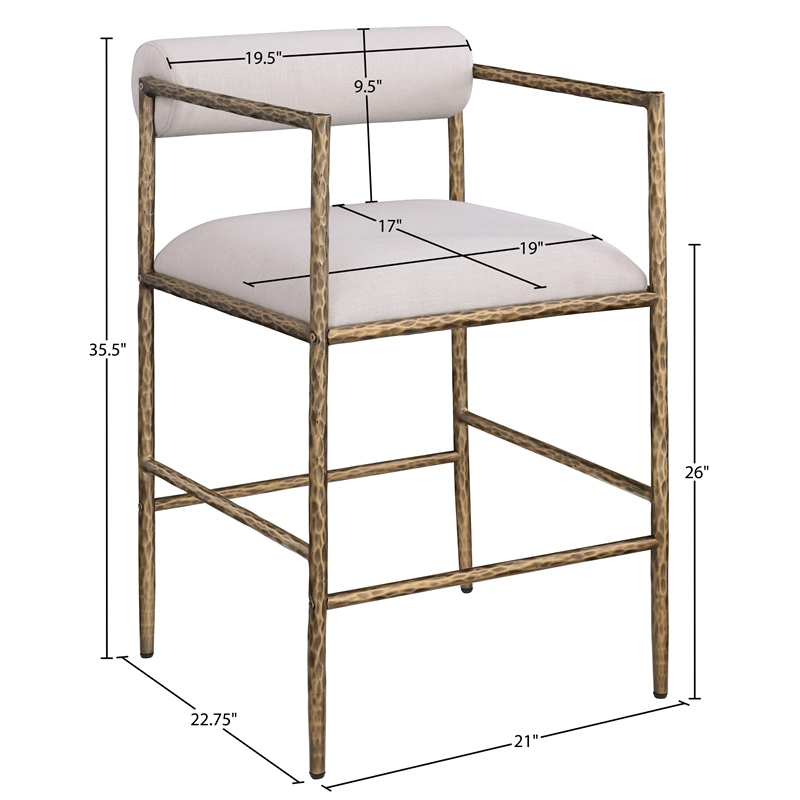 Meridian Furniture Axis Beige Linen Textured Fabric Counter Stool (Set of 2)