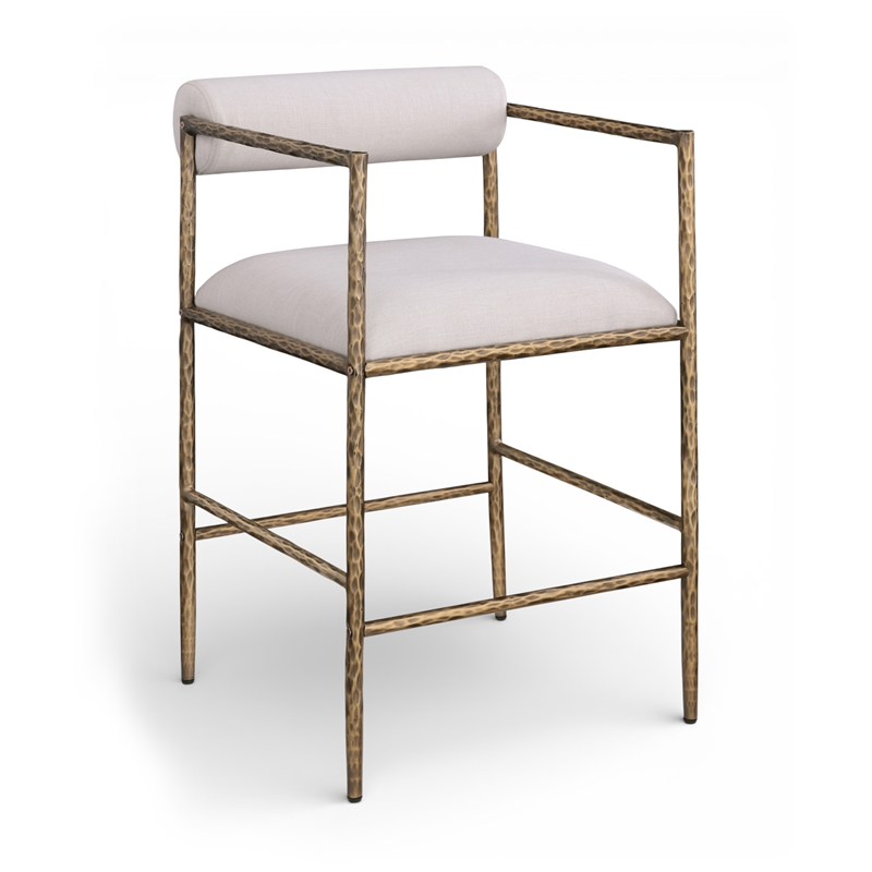 Meridian Furniture Axis Beige Linen Textured Fabric Counter Stool (Set of 2)