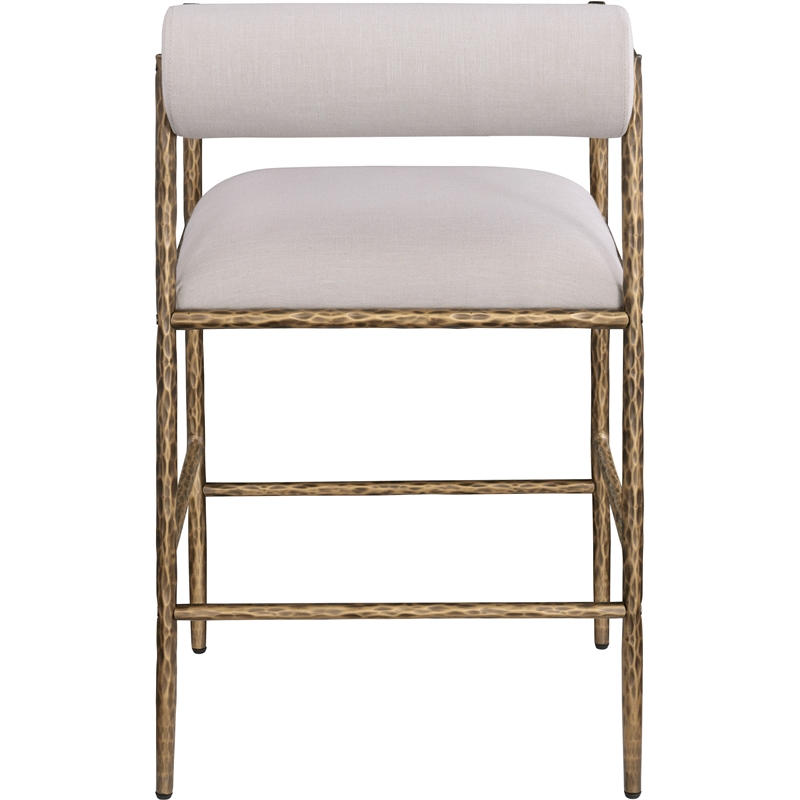 Meridian Furniture Axis Beige Linen Textured Fabric Counter Stool (Set of 2)