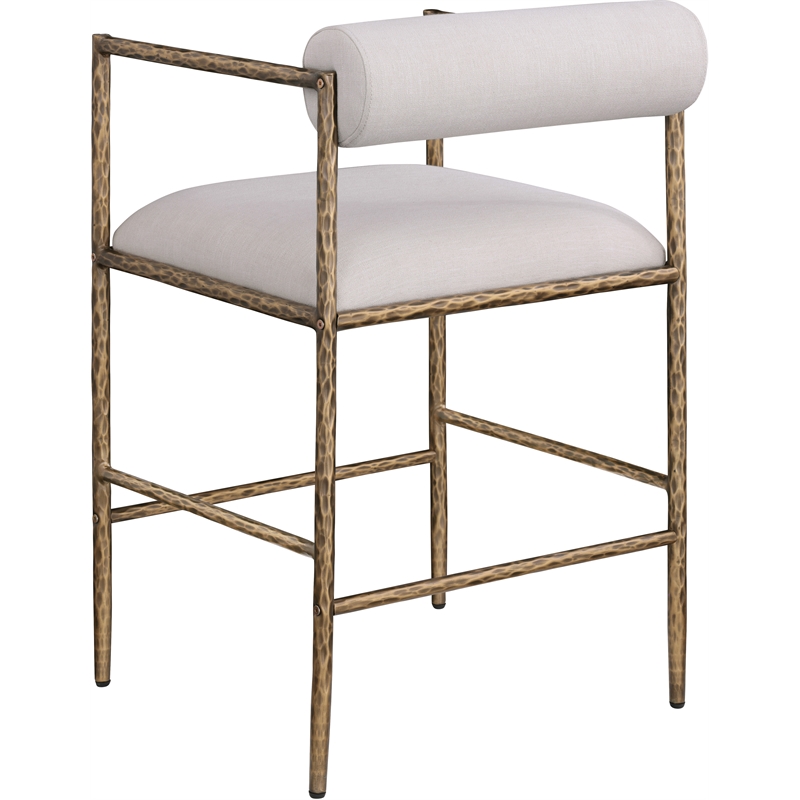 Meridian Furniture Axis Beige Linen Textured Fabric Counter Stool (Set of 2)