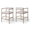 Meridian Furniture Axis Beige Linen Textured Fabric Counter Stool (Set of 2)