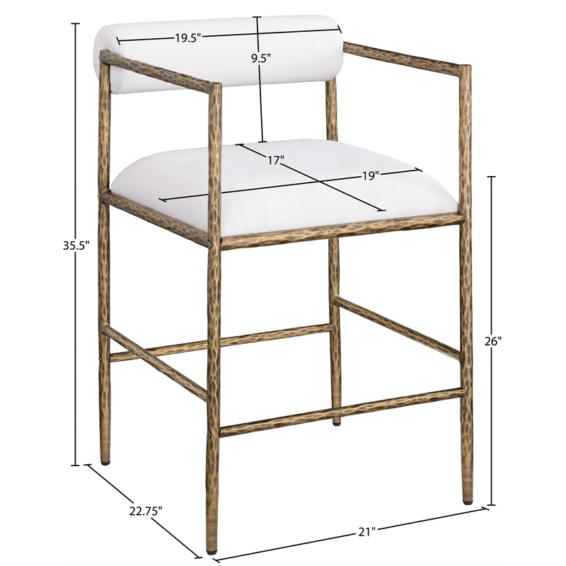 Meridian Furniture Axis Cream Linen Textured Fabric Counter Stool (Set of 2)