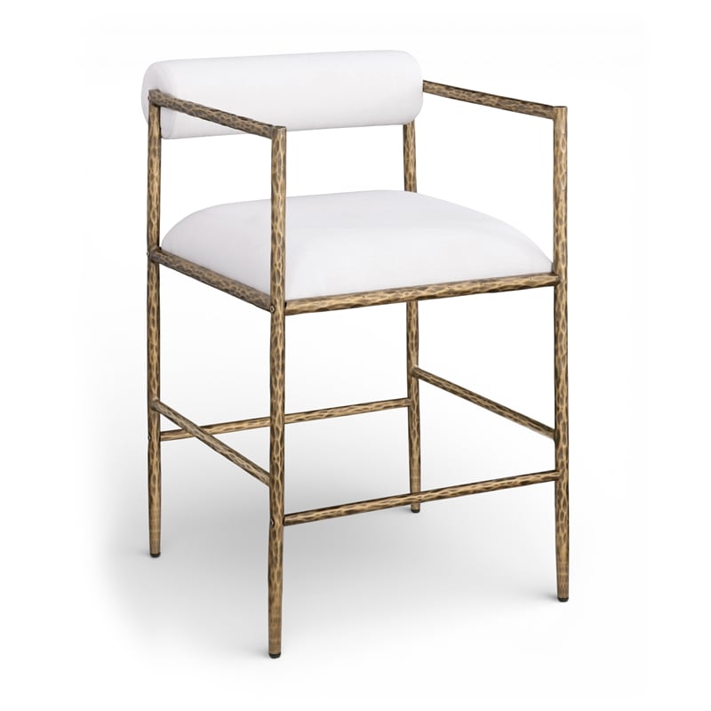 Meridian Furniture Axis Cream Linen Textured Fabric Counter Stool (Set of 2)