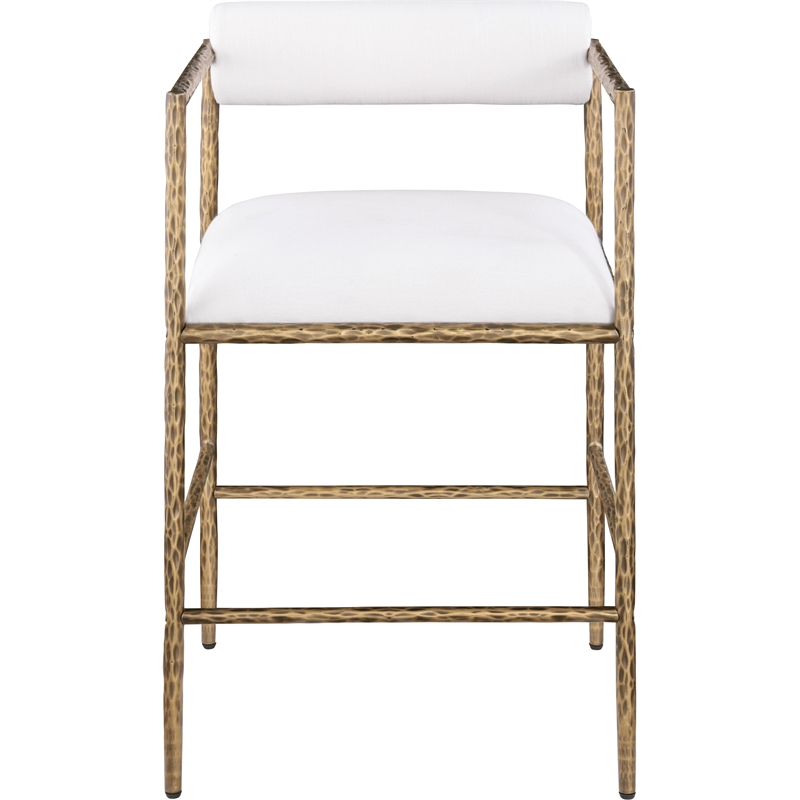 Meridian Furniture Axis Cream Linen Textured Fabric Counter Stool (Set of 2)