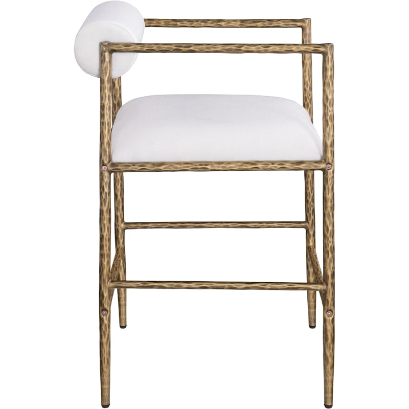 Meridian Furniture Axis Cream Linen Textured Fabric Counter Stool (Set of 2)