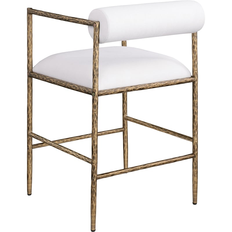 Meridian Furniture Axis Cream Linen Textured Fabric Counter Stool (Set of 2)