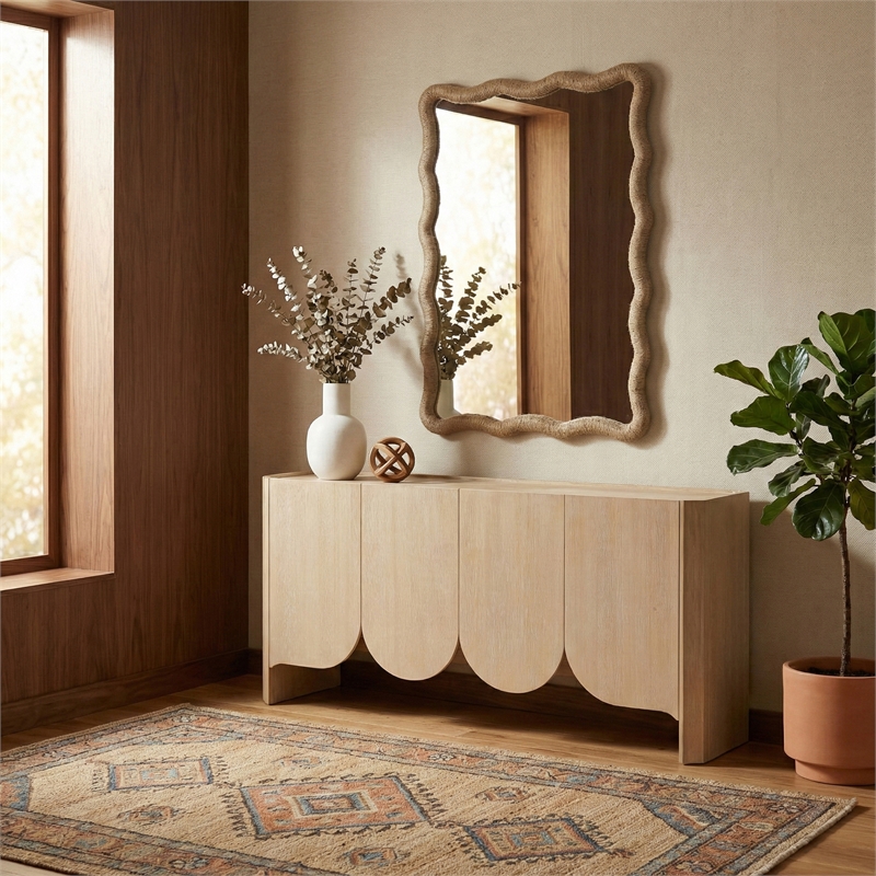 Meridian Furniture Meadow Natural Jute Rope Framed Mirror