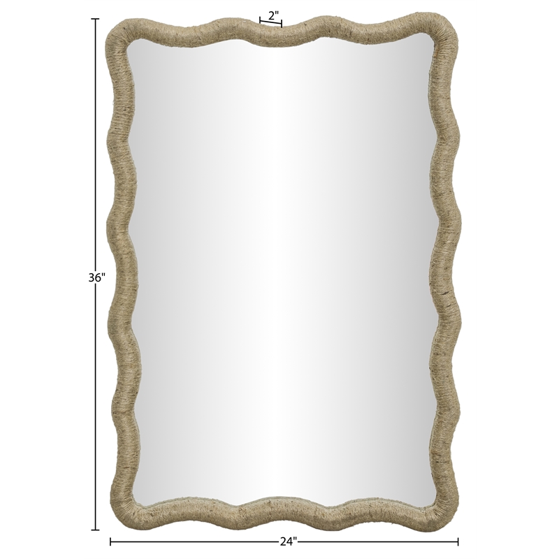 Meridian Furniture Meadow Natural Jute Rope Framed Mirror